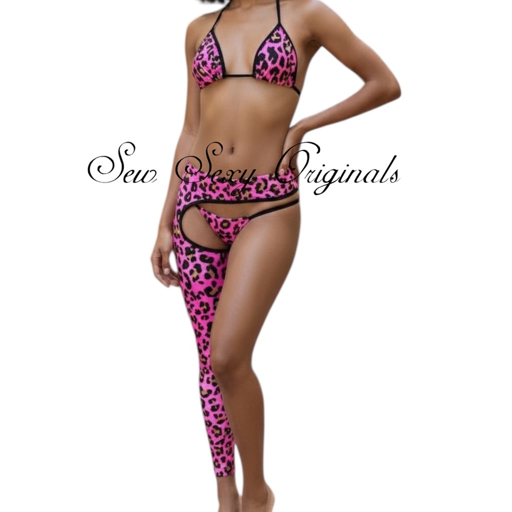 3 piece asymmetrical chaps set Exotic Dancewear Rave